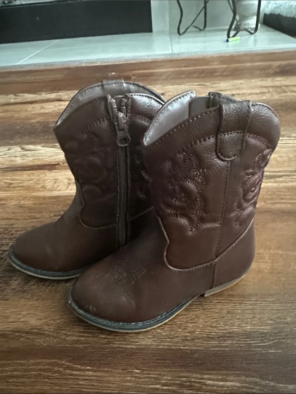 Cat Jack Brown Leather Toddler Western Boots